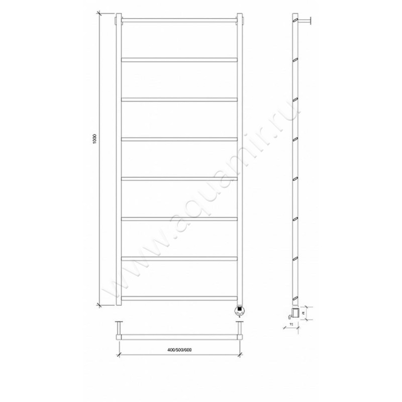 Полотенцесушитель электрический Secado Корсико 4673739251690 размеры