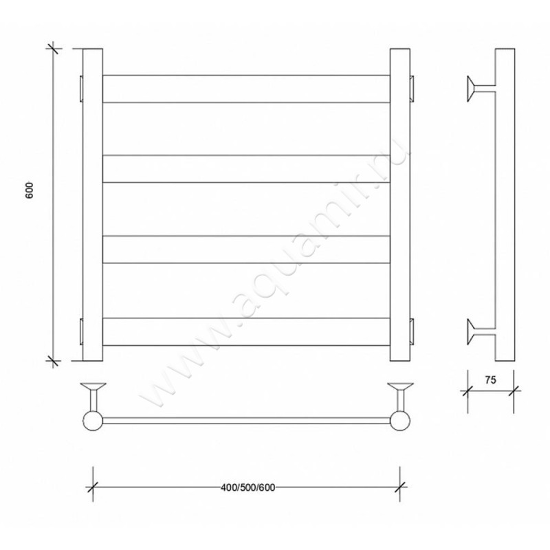 Полотенцесушитель водяной Secado Комано 2 4603777481865 размеры