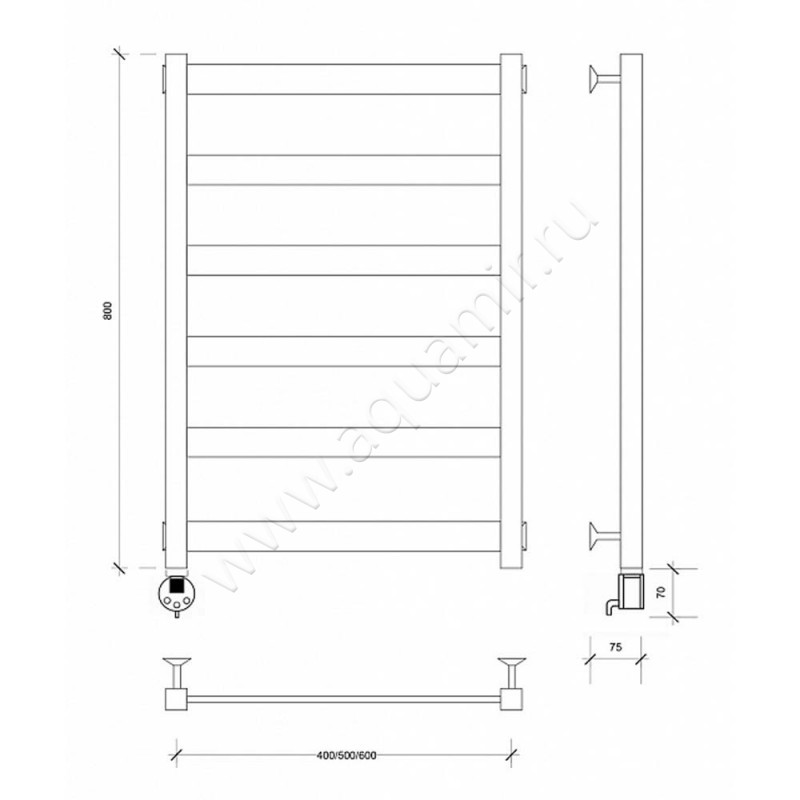 Полотенцесушитель электрический Secado Комано 1 4603777442422 размеры