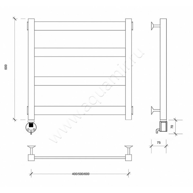 Полотенцесушитель электрический Secado Комано 1 4603777481308 размеры