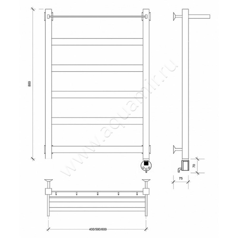 Полотенцесушитель электрический Secado Комано 1 4603777475789 размеры