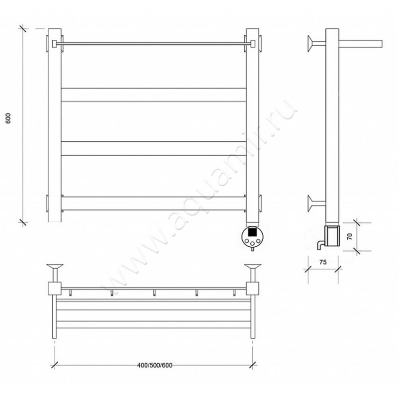 Полотенцесушитель электрический Secado Комано 1 4603777481476 размеры