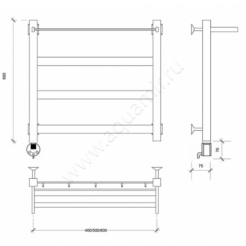 Полотенцесушитель электрический Secado Комано 1 4603777481483 размеры