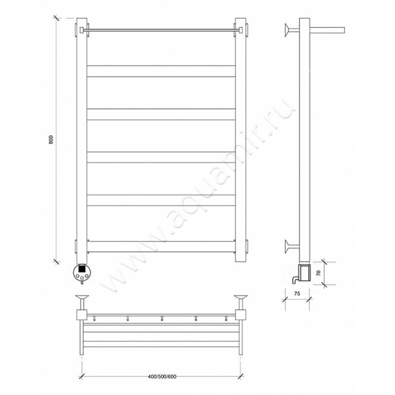 Полотенцесушитель электрический Secado Комано 1 4603759400631 размеры