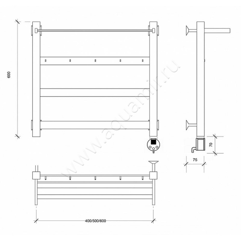 Полотенцесушитель электрический Secado Комано 1 4603777481643 размеры