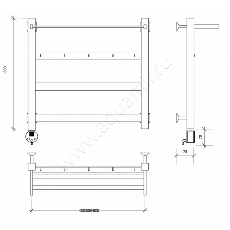 Полотенцесушитель электрический Secado Комано 1 4603777481643 размеры