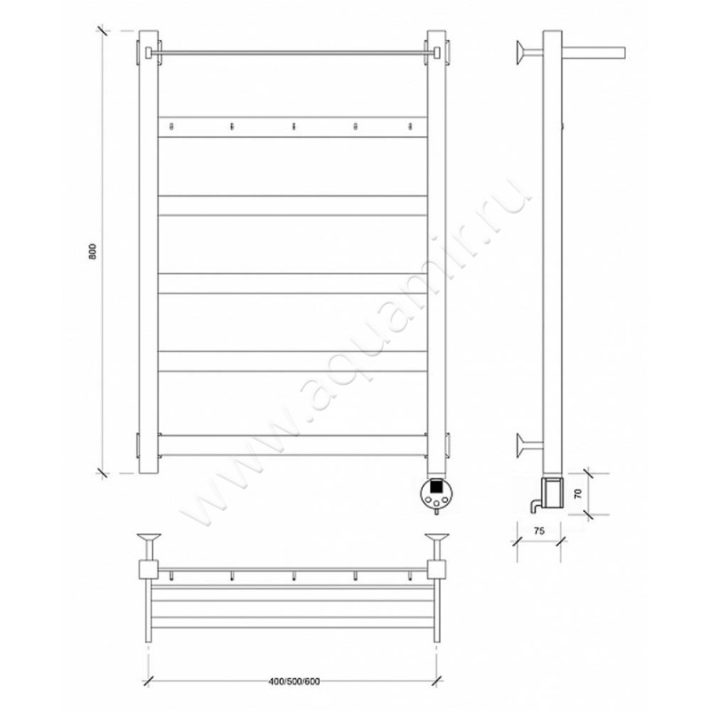 Полотенцесушитель электрический Secado Комано 1 4603759400907 размеры
