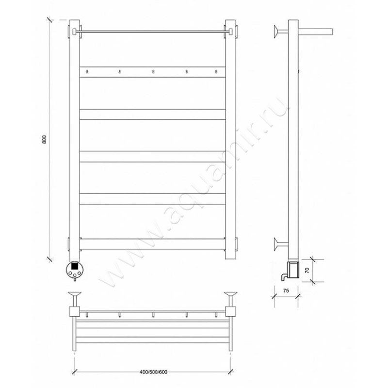 Полотенцесушитель электрический Secado Комано 1 4603759400907 размеры