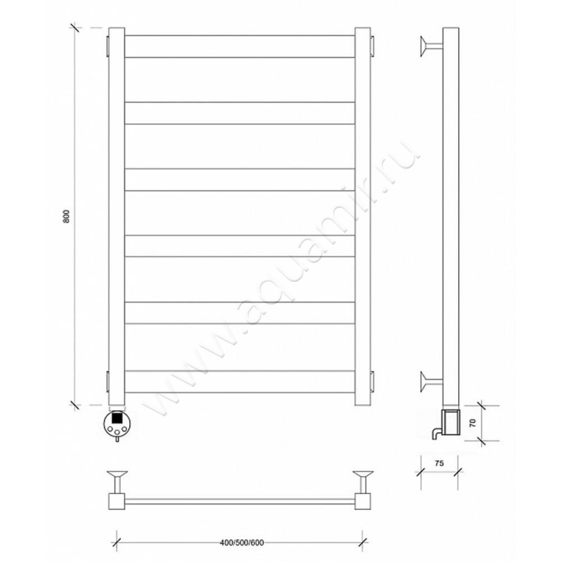 Полотенцесушитель электрический Secado Комано 2 4603777442743 размеры