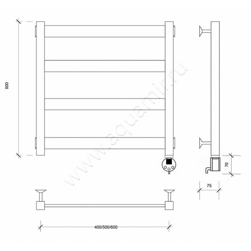 Полотенцесушитель электрический Secado Комано 2 4603777481926 размеры
