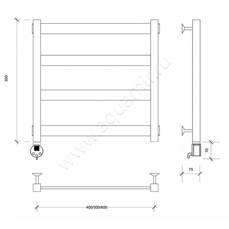 Полотенцесушитель электрический Secado Комано 2 4603777481940 размеры