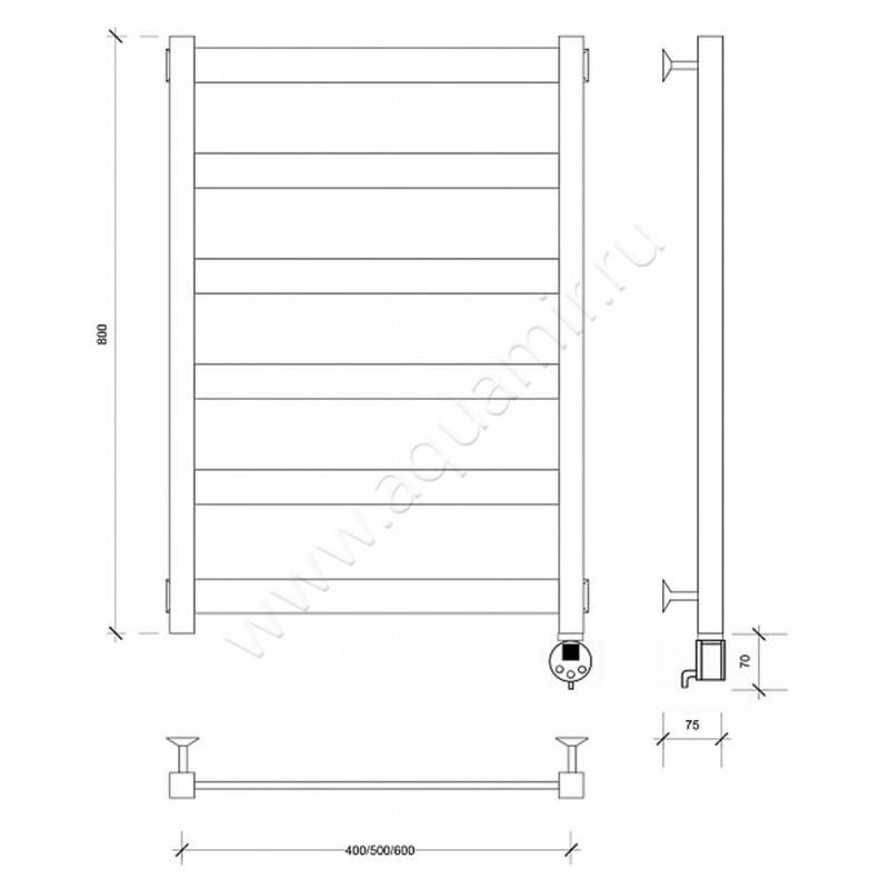 Полотенцесушитель электрический Secado Комано 2 4603759401171 размеры