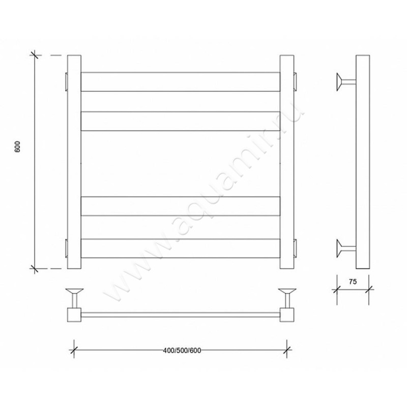Полотенцесушитель электрический Secado Комано 3 4603777481988 размеры