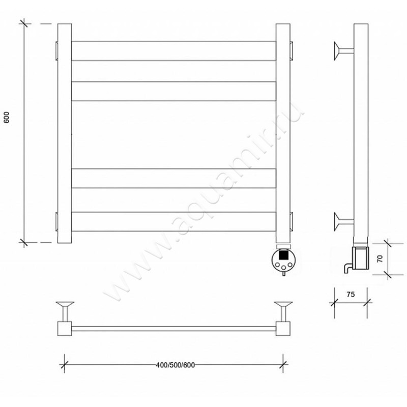 Полотенцесушитель электрический Secado Комано 3 4603777482077 размеры