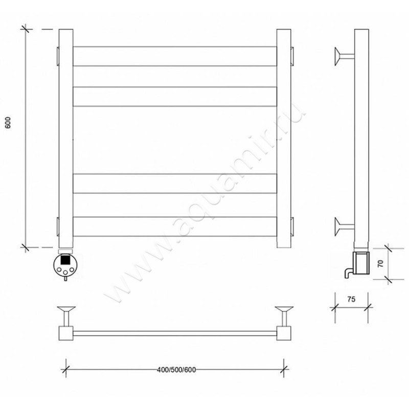 Полотенцесушитель электрический Secado Комано 3 4603777482077 размеры