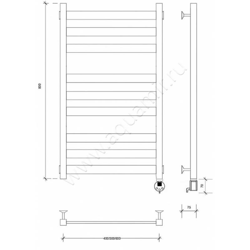 Полотенцесушитель электрический Secado Комано 3 4603777475963 размеры