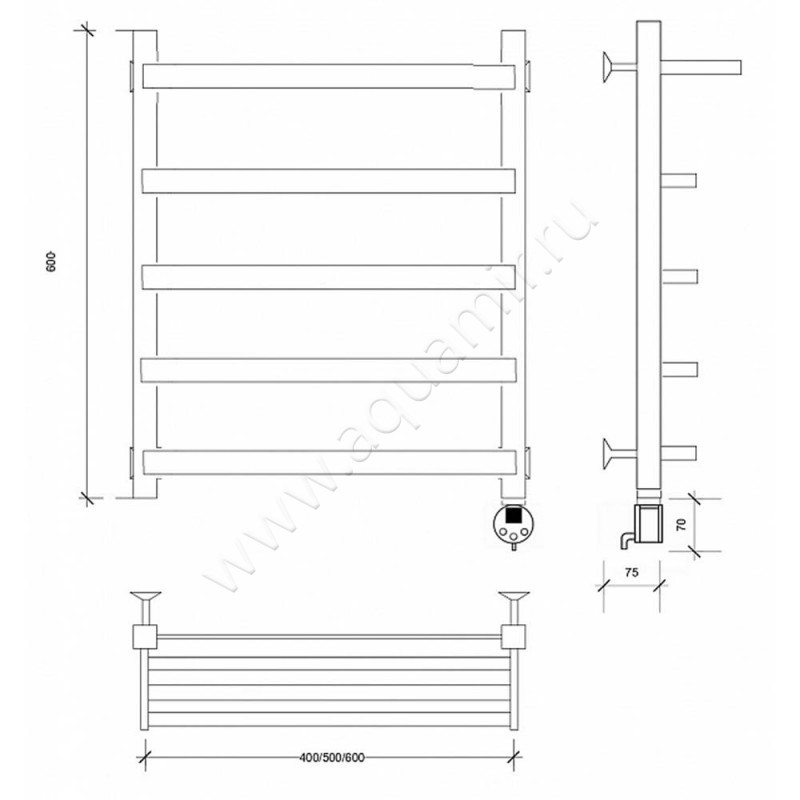 Полотенцесушитель электрический Secado Корсано 1 4673739247457 размеры