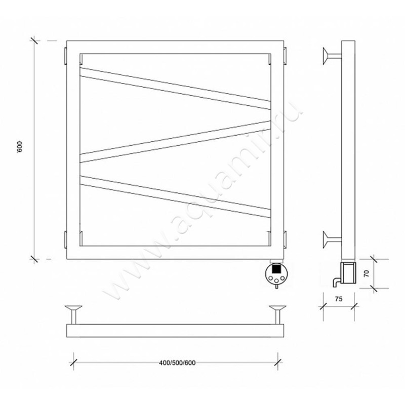 Полотенцесушитель электрический Secado Мирано 4603777482176 размеры