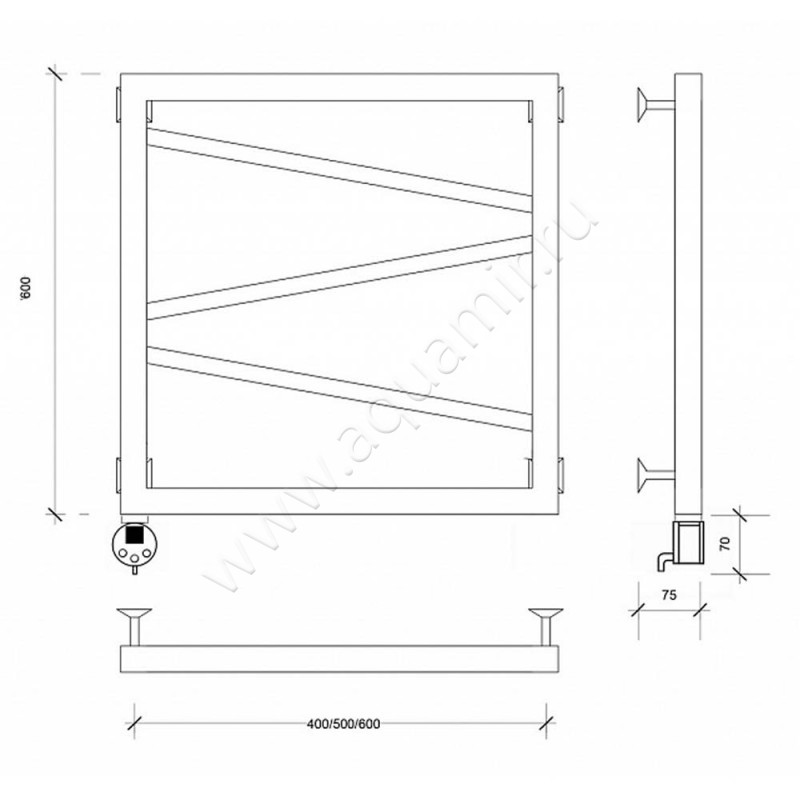 Полотенцесушитель электрический Secado Мирано 4603777482176 размеры