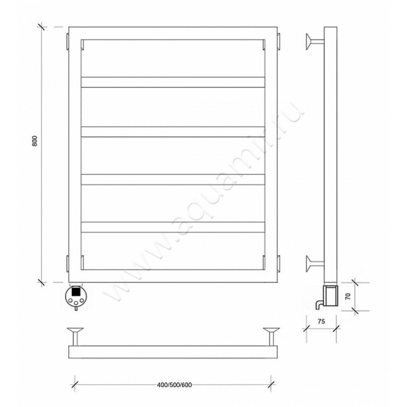Полотенцесушитель электрический Secado Парма 4603777443160 размеры