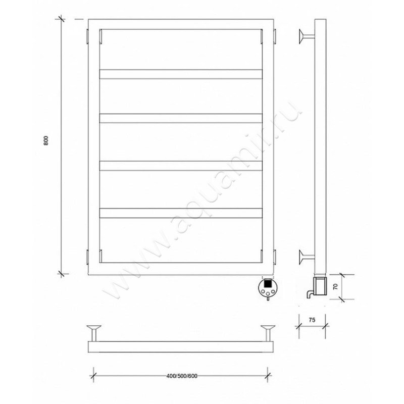 Полотенцесушитель электрический Secado Парма 2 4673739247808 размеры