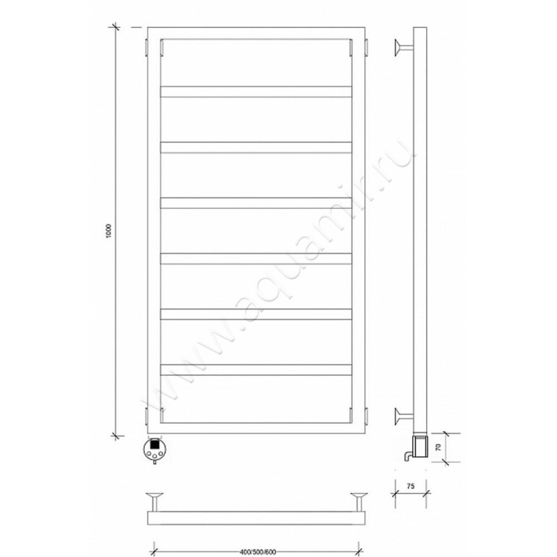 Полотенцесушитель электрический Secado Парма 2 4673739247815 размеры