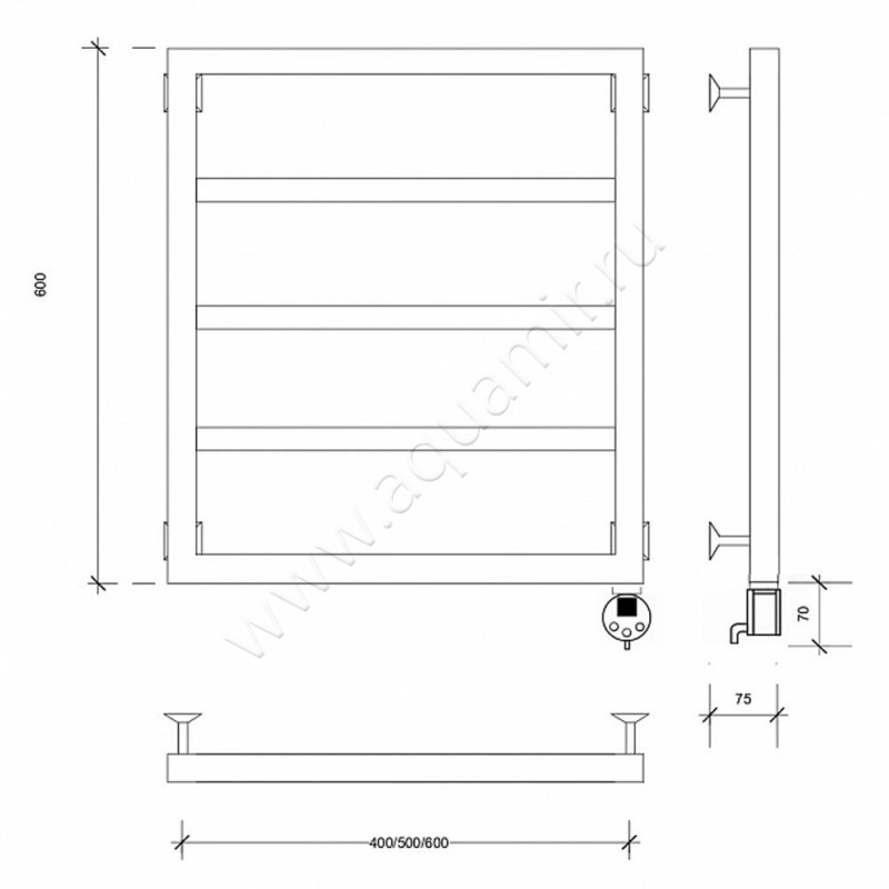 Полотенцесушитель электрический Secado Парма 2 4673739247877 размеры