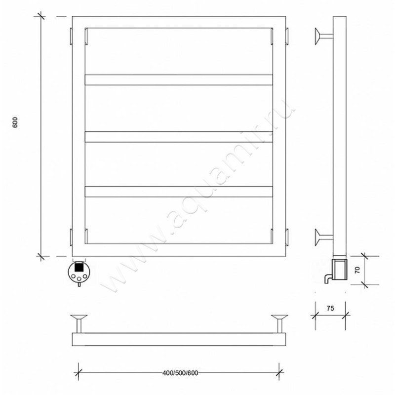 Полотенцесушитель электрический Secado Парма 2 4673739247877 размеры