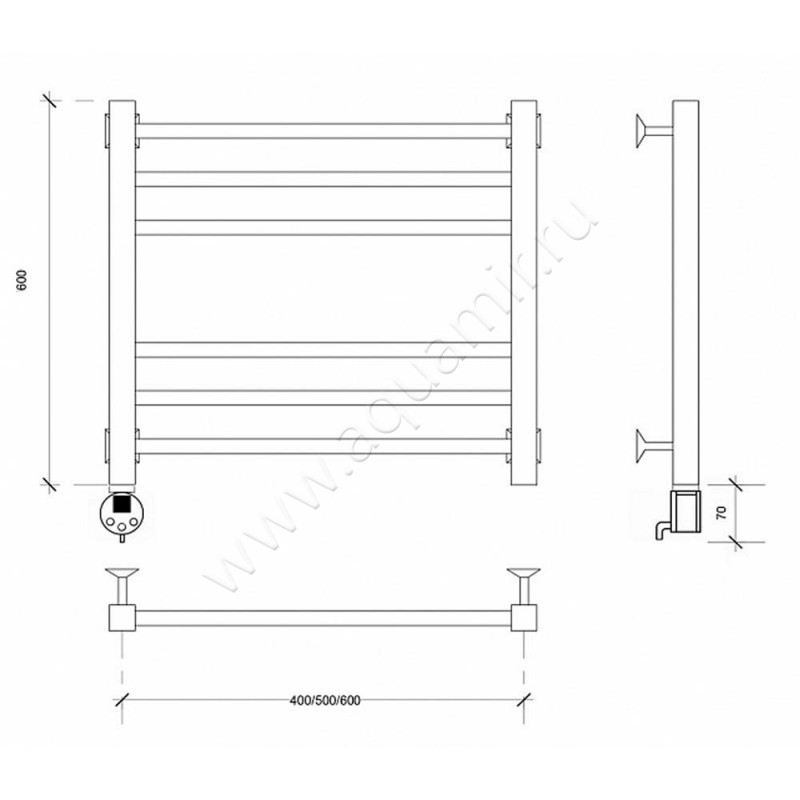 Полотенцесушитель электрический Secado Модена 4603777482398 размеры