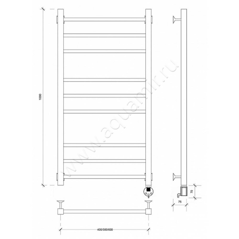 Полотенцесушитель электрический Secado Модена 4603759401669 размеры