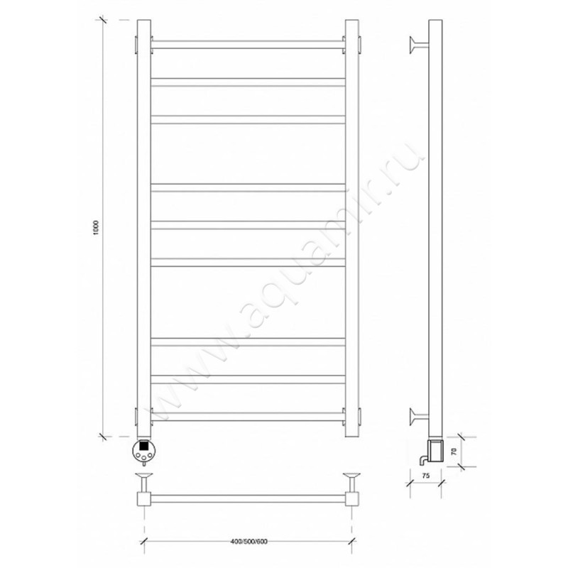 Полотенцесушитель электрический Secado Модена 4603759401669 размеры