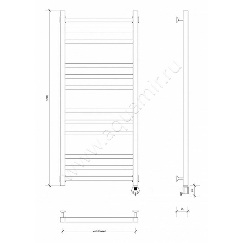 Полотенцесушитель электрический Secado Модена 4603759401706 размеры