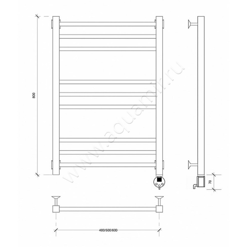 Полотенцесушитель электрический Secado Модена 4603759401713 размеры