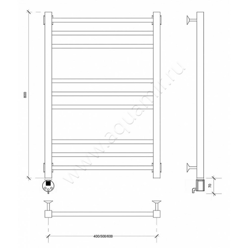 Полотенцесушитель электрический Secado Модена 4603759401713 размеры
