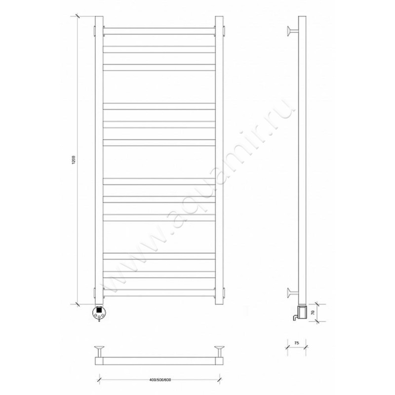 Полотенцесушитель электрический Secado Модена 4603759401799 размеры