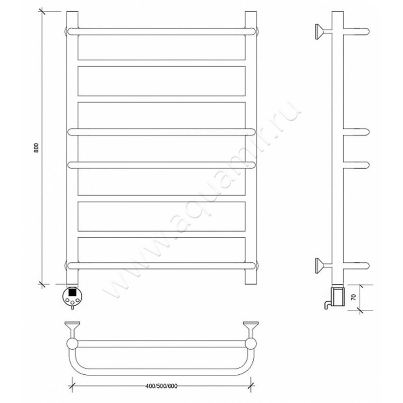 Полотенцесушитель электрический Secado Модена 2 4603777480141 размеры