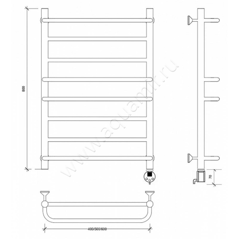 Полотенцесушитель электрический Secado Модена 2 4603777474829 размеры