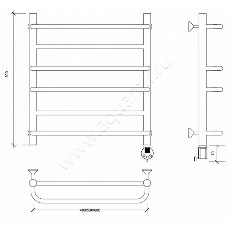 Полотенцесушитель электрический Secado Модена 2 4603777482619 размеры