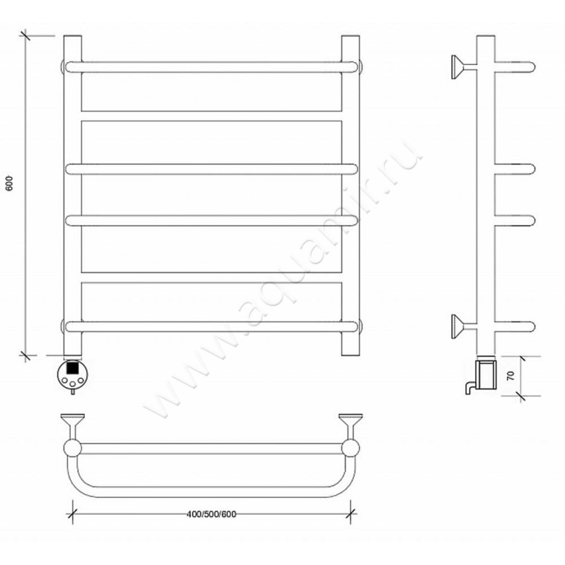 Полотенцесушитель электрический Secado Модена 2 4603777482664 размеры