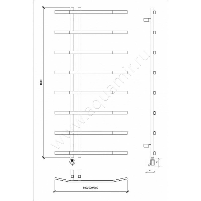 Полотенцесушитель электрический Secado Милето 4673739253564 размеры