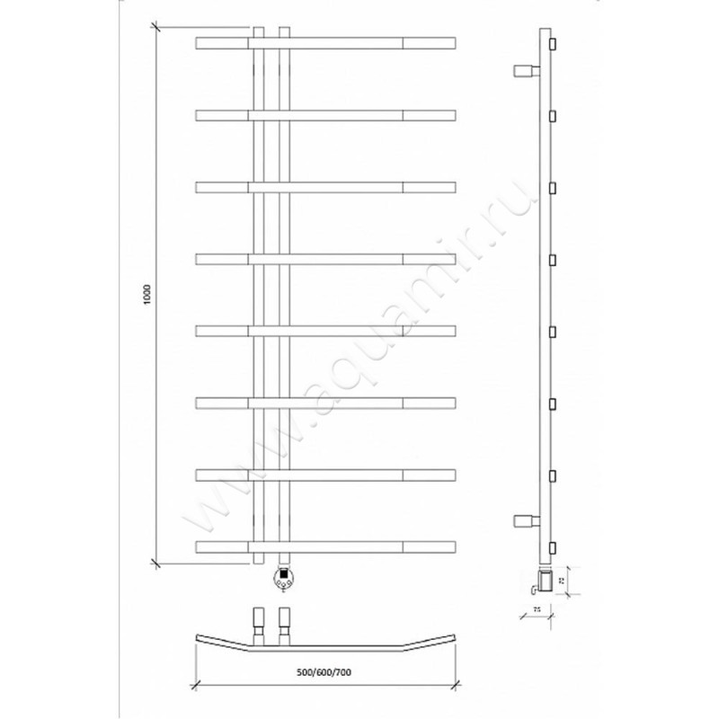 Полотенцесушитель электрический Secado Милето 4673739253588 размеры