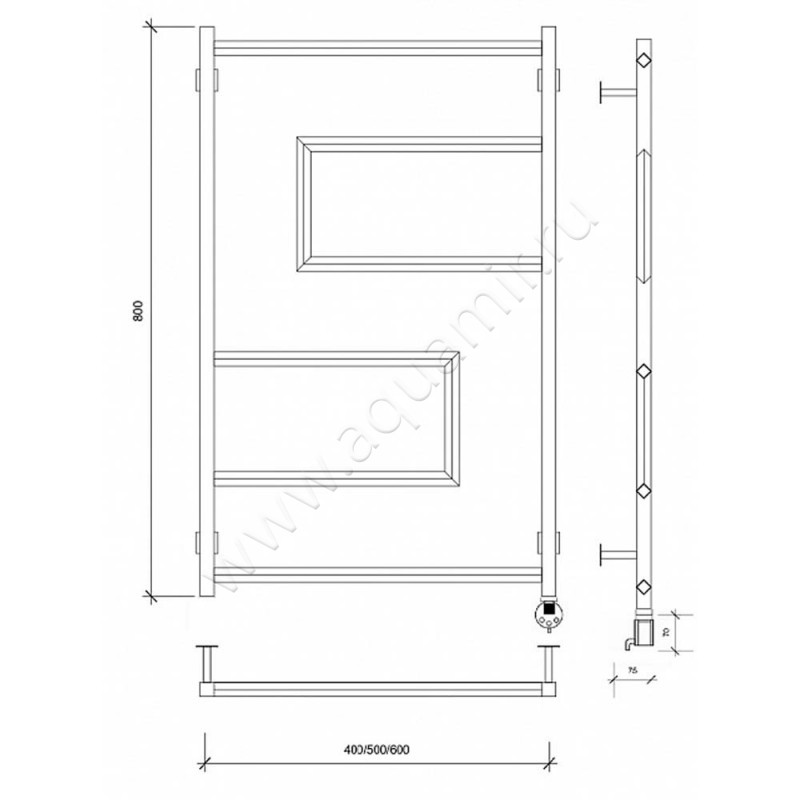 Полотенцесушитель электрический Secado Рабби 4673739253014 размеры