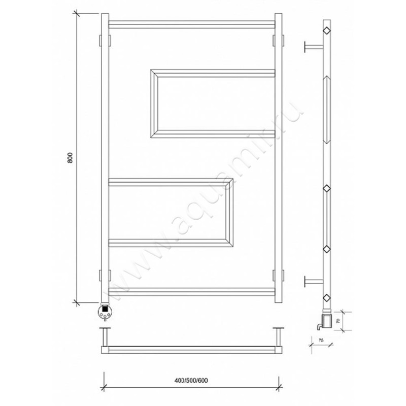 Полотенцесушитель электрический Secado Рабби 4673739253014 размеры