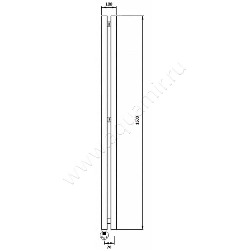 Полотенцесушитель электрический Secado Бергамо 2 4673739250891 размеры