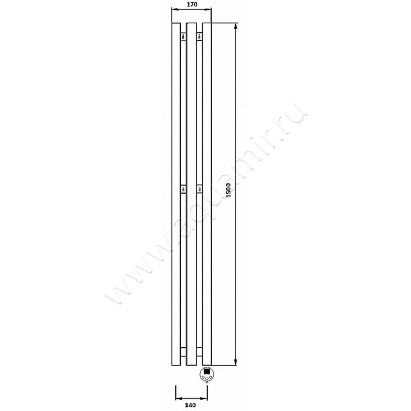 Полотенцесушитель электрический Secado Бергамо 3 4673739251041 размеры