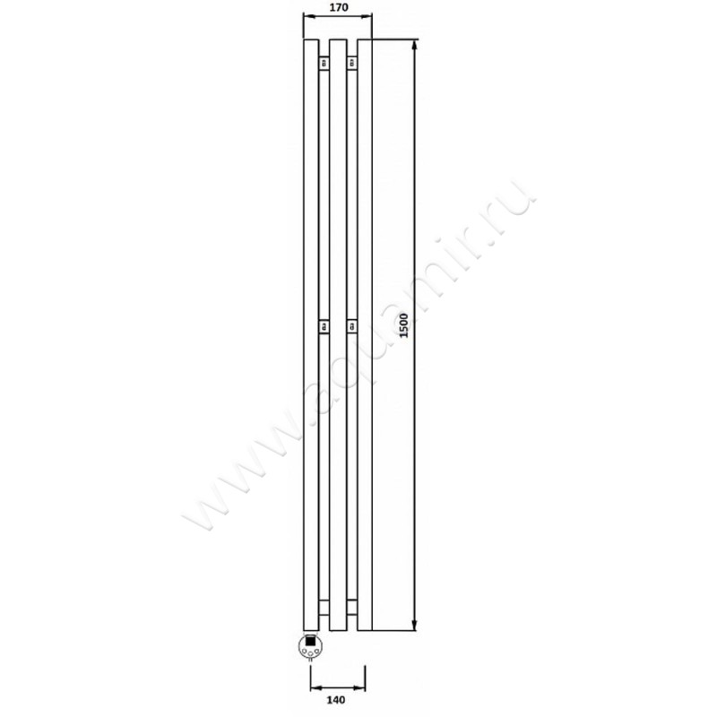 Полотенцесушитель электрический Secado Бергамо 3 4673739251041 размеры