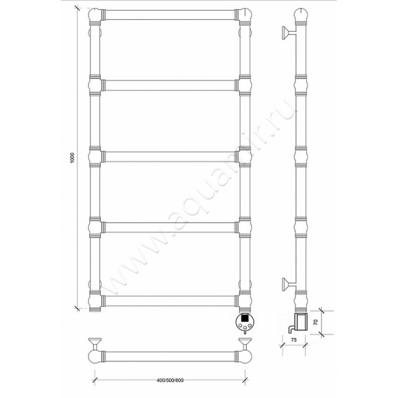 Полотенцесушитель латунный электрический Secado Фалерони 1 4603777479732 размеры
