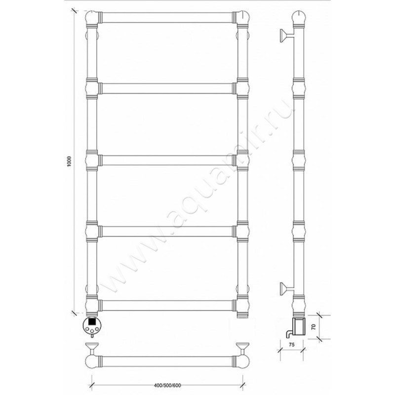 Полотенцесушитель латунный электрический Secado Фалерони 1 4603777479732 размеры
