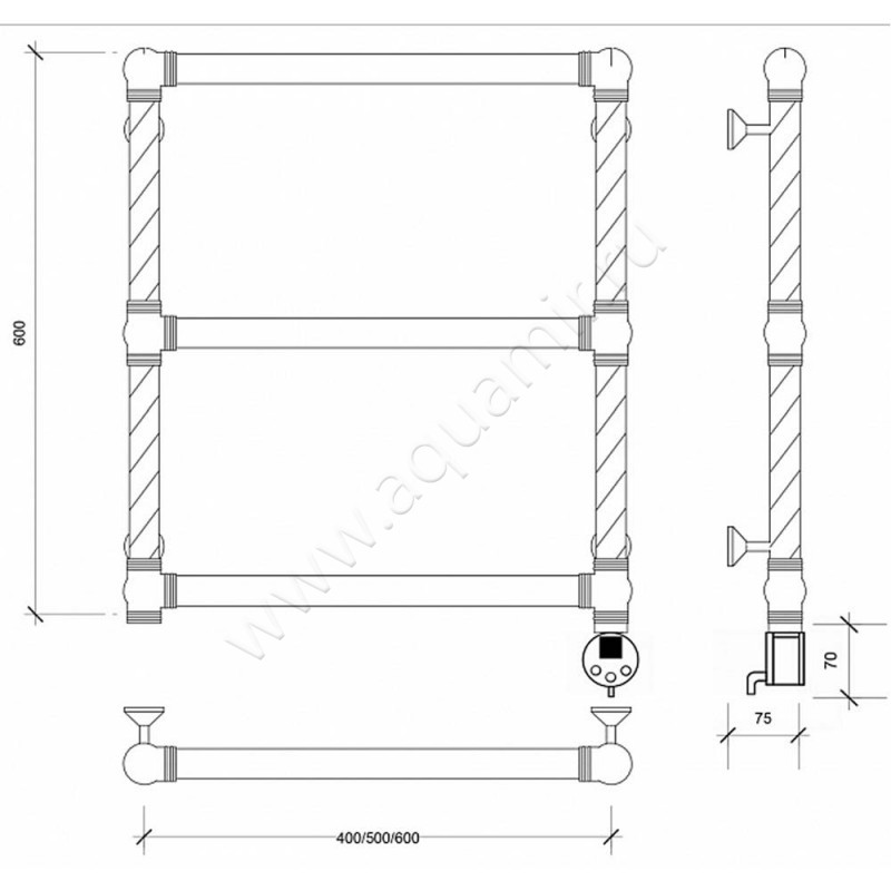 Полотенцесушитель латунный электрический Secado Фалерони 1 4603777466251 размеры