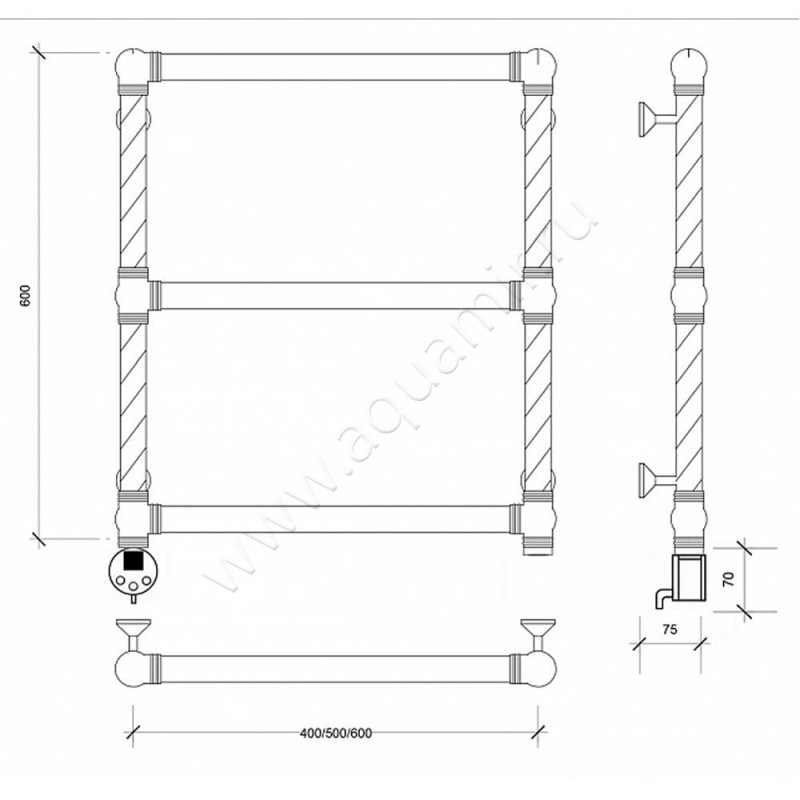 Полотенцесушитель латунный электрический Secado Фалерони 1 4603777466251 размеры